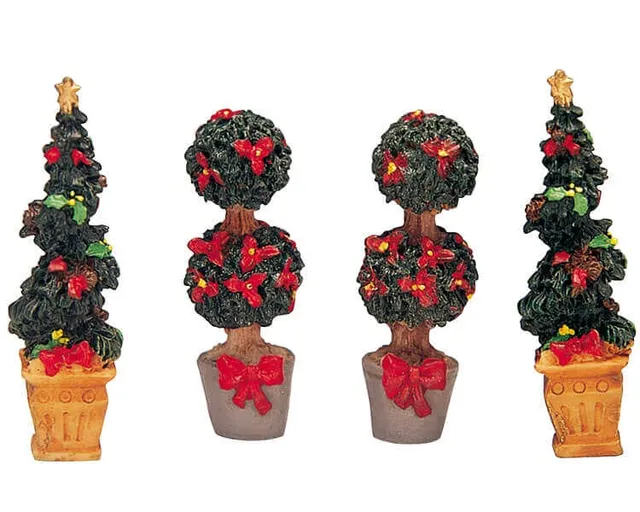 lemax-swirl-shaped-round-christmas-tree-lot-2-sapins-miniatures image 1