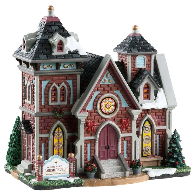 lemax-new-hope-parish-church-glise-miniature-lumineuse-village image 1