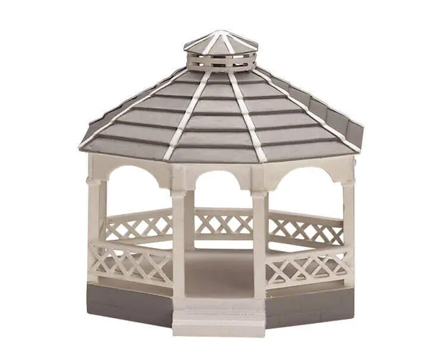 lemax-wooden-gazebo-oval-kiosque-miniature-de-collection image 1