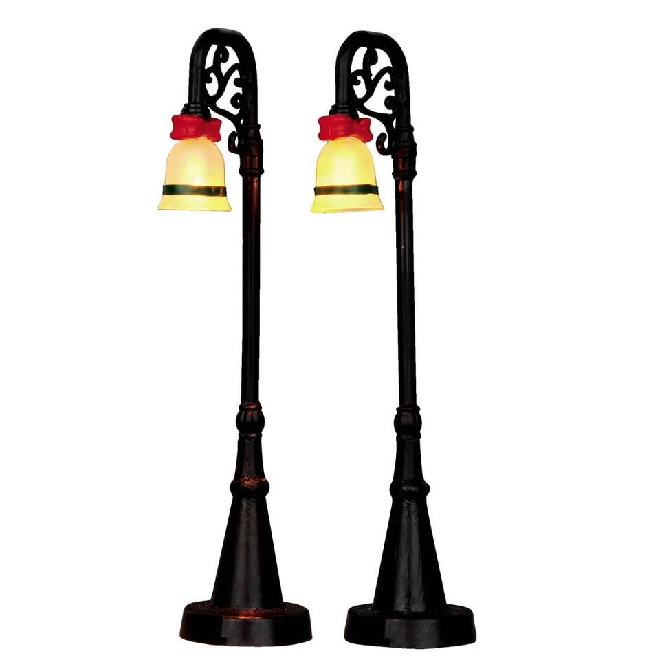 lemax-bell-ornament-lamp-post-lot-de-2-lampadaires-miniatures image 1