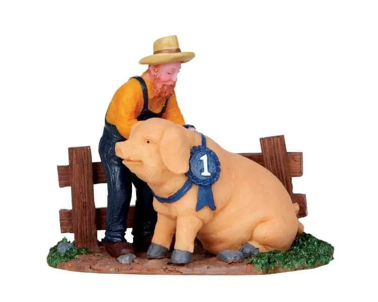 lemax-prize-pig-cochon-de-concours-figurine-de-ferme-miniature image 1