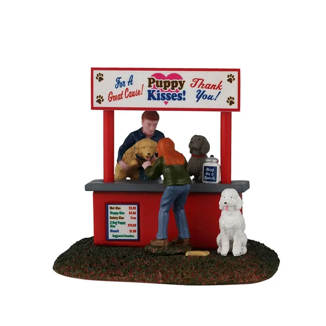 lemax-puppy-kissing-booth-stand-bisous-chiots image 1