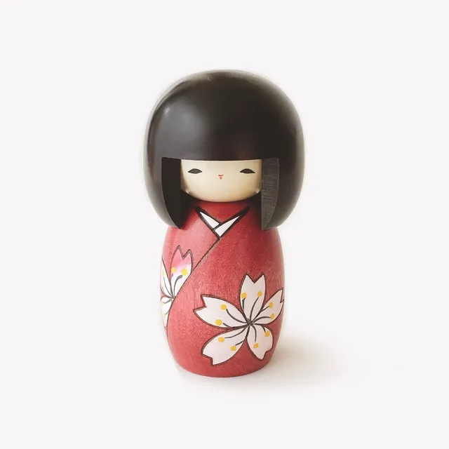 usaburo-kokeshi-hana-ha-sakura-cherry-blossoms-figurine-kokeshi-artisanale image 1