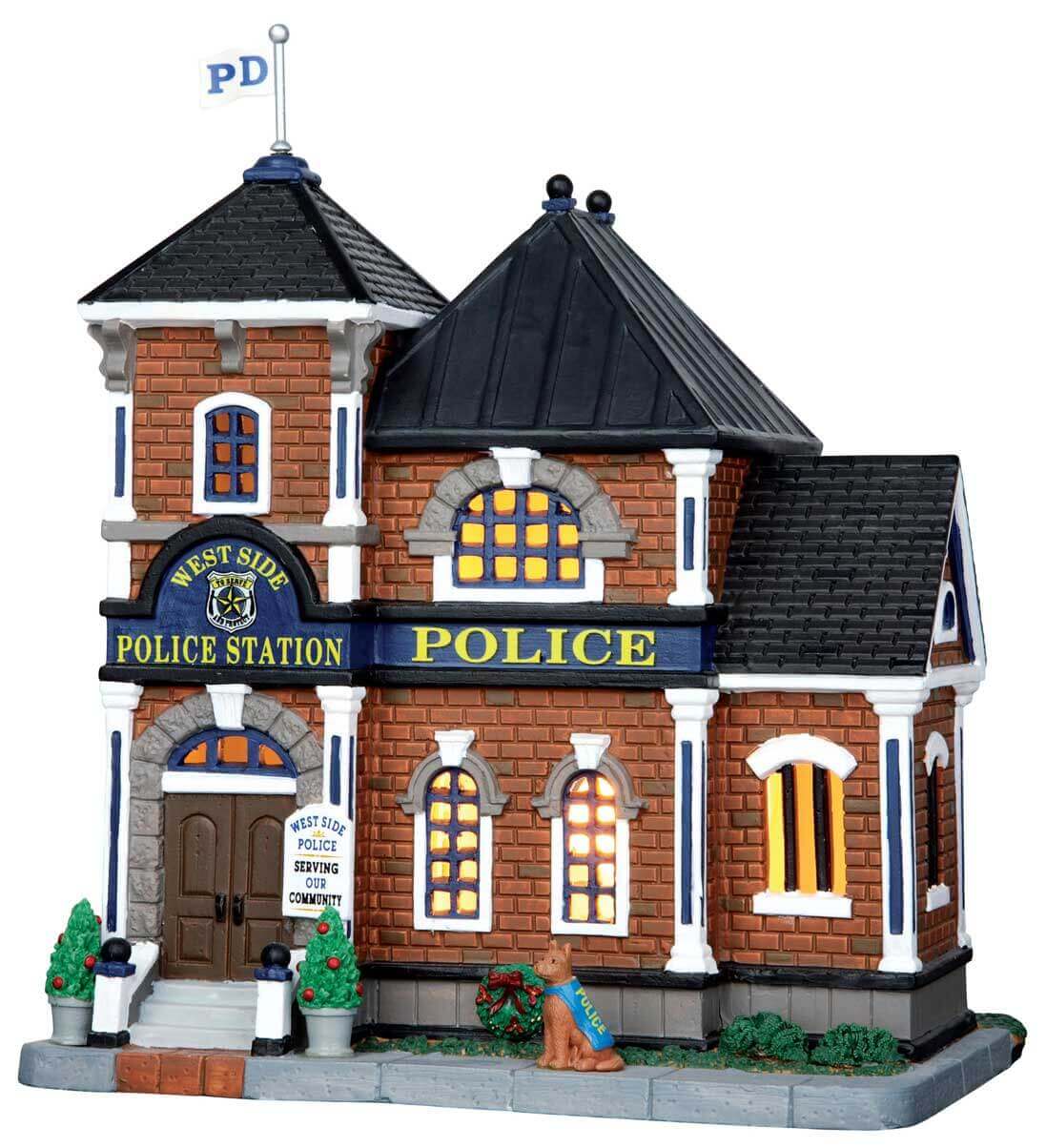 lemax-west-side-police-station-b-timent-miniature-village-de-no-l image 1