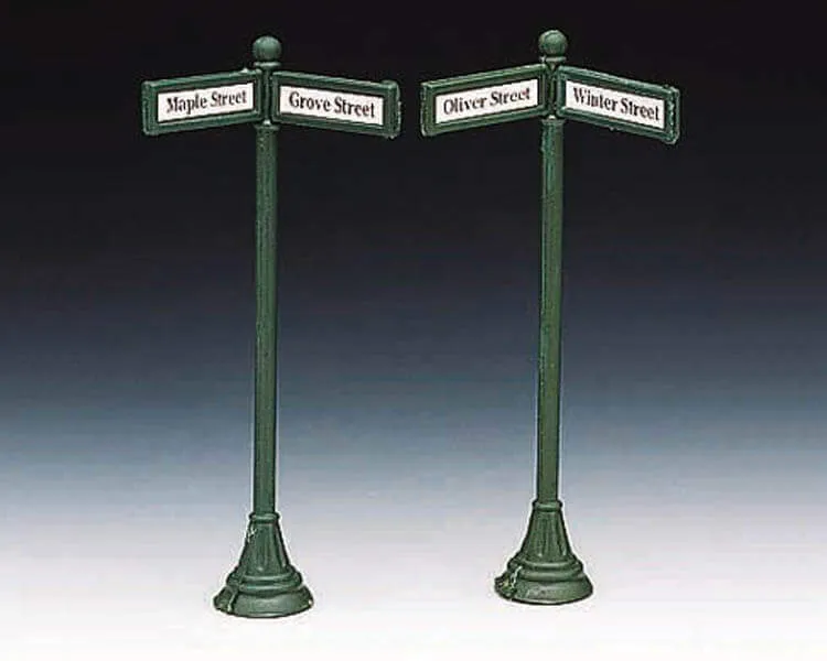 lemax-street-sign-with-labels-set-of-2-accessoires-miniatures image 1