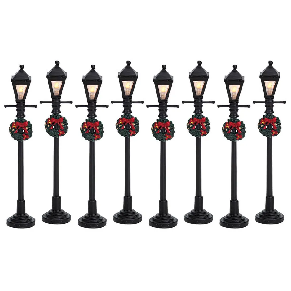 lemax-gas-lantern-street-lamp-set-de-8-lampadaires-miniatures image 1