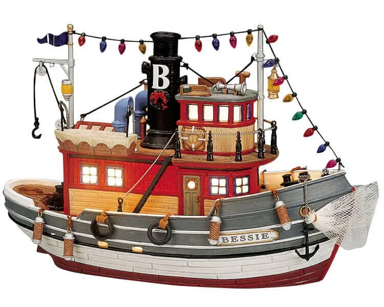 lemax-bessie-tug-boat-bateau-remorqueur-miniature-village image 1
