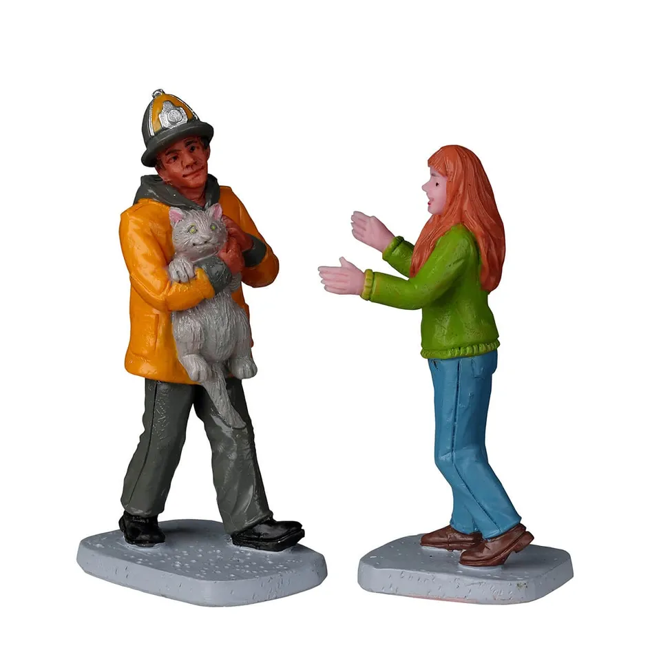 lemax-my-hero-figurine-miniature-pompier-et-chat-vail-village image 1