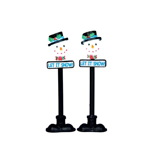 lemax-snowman-street-lamp-lot-de-2-lampadaires-bonhomme-de-neige image 1