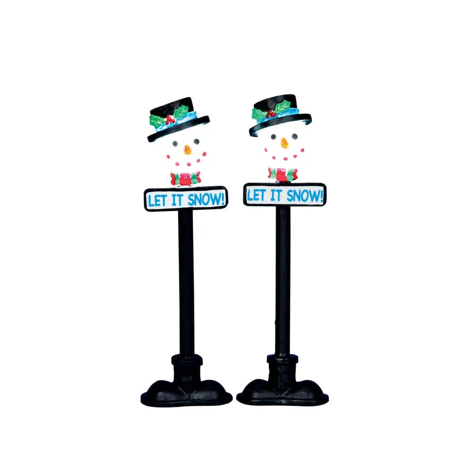 lemax-snowman-street-lamp-lot-de-2-lampadaires-bonhomme-de-neige image 1
