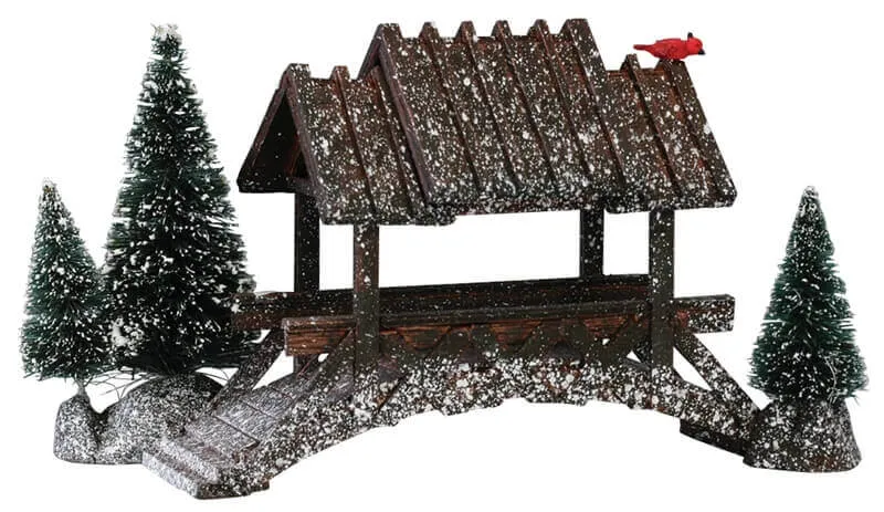 lemax-wooden-bridge-with-trees-pont-miniature-avec-arbres image 1
