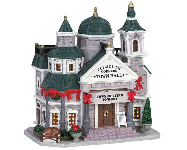 lemax-plymouth-corners-town-hall-mairie-miniature-general-products image 1