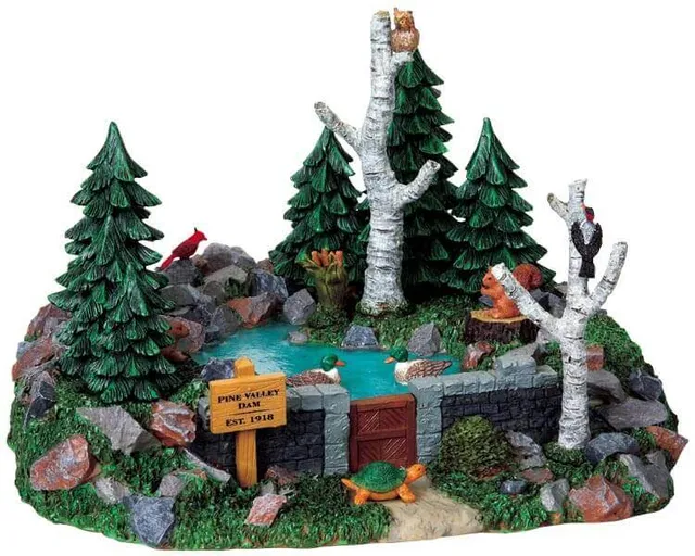 lemax-pine-valley-dam-d-cor-barrage-village-miniature image 1