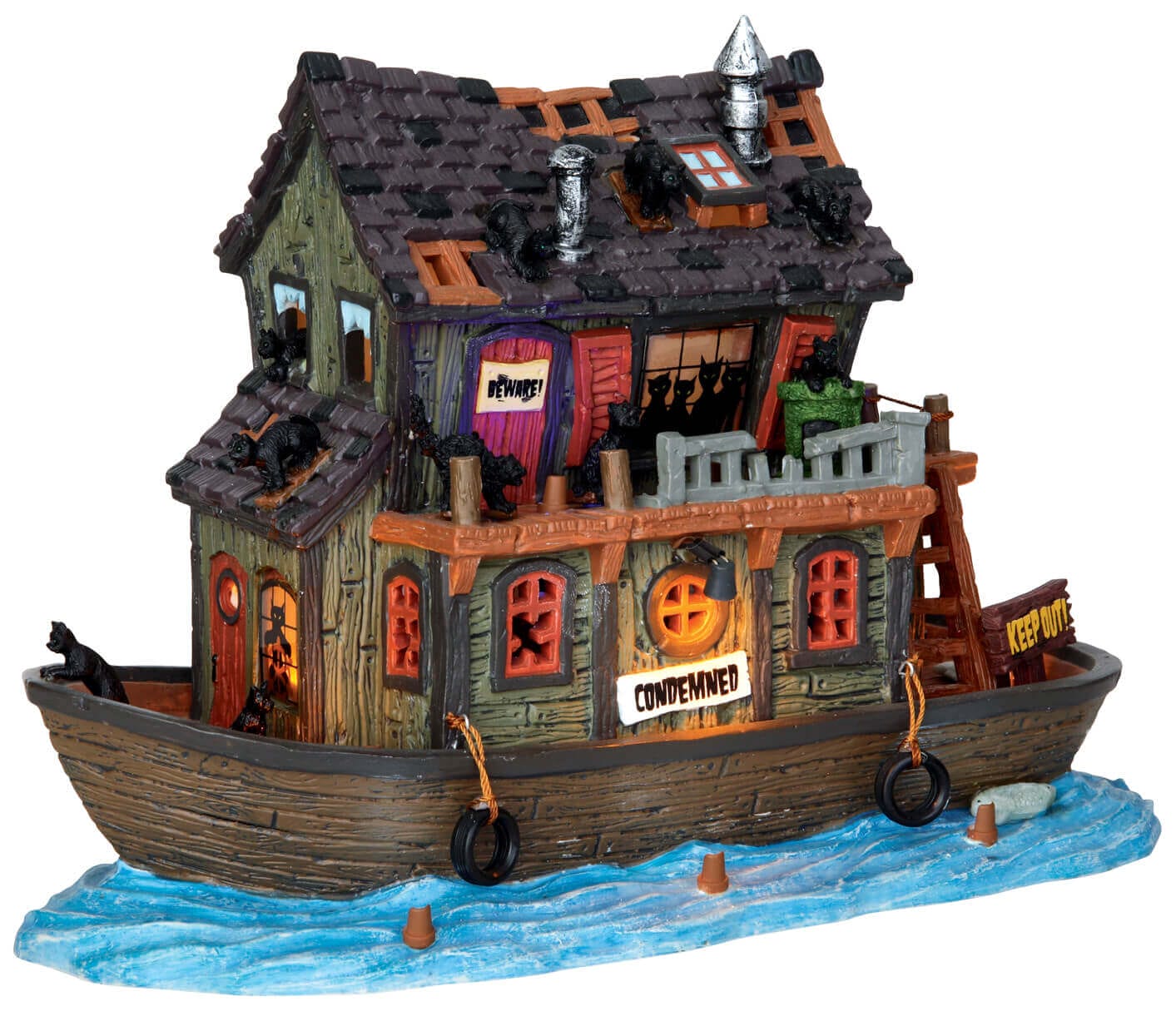 lemax-haunted-houseboat-bateau-hant-lumineux-spooky-town image 1