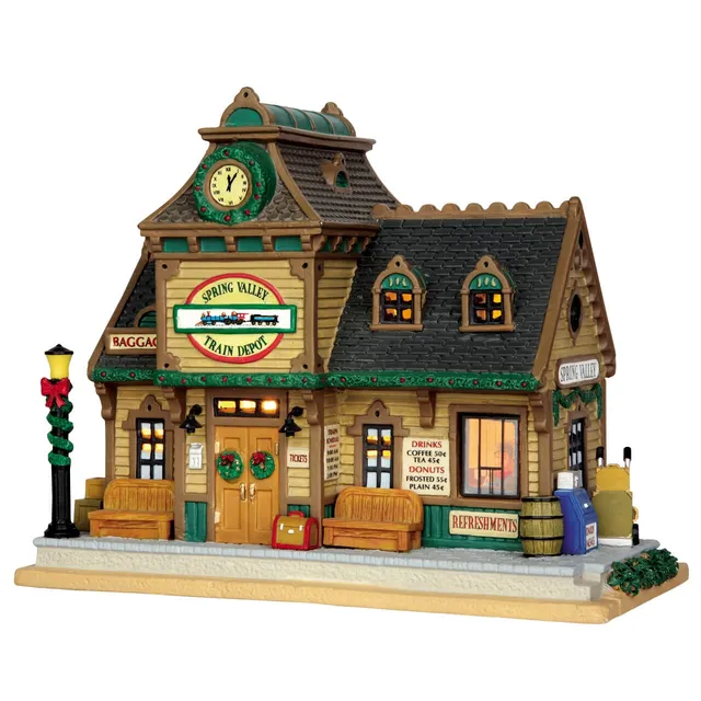 lemax-spring-valley-depot-b-timent-miniature-gare-de-village image 1