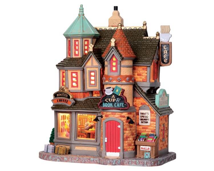 lemax-a-cup-book-cafe-caf-librairie-miniature-lumineux image 1