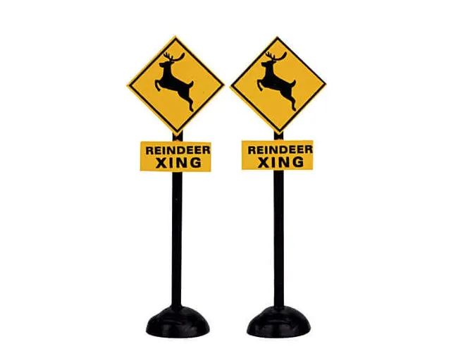 lemax-reindeer-crossing-signs-figurine-miniature-panneaux-rennes image 1