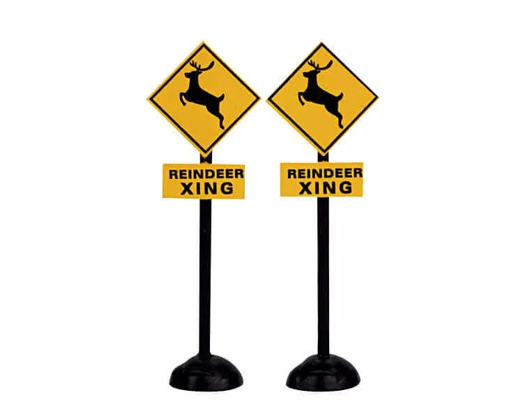 lemax-reindeer-crossing-signs-figurine-miniature-panneaux-rennes image 1