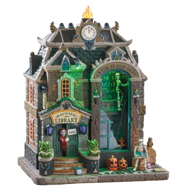 lemax-haunted-library-biblioth-que-hant-e-lumineuse-spooky-town image 1