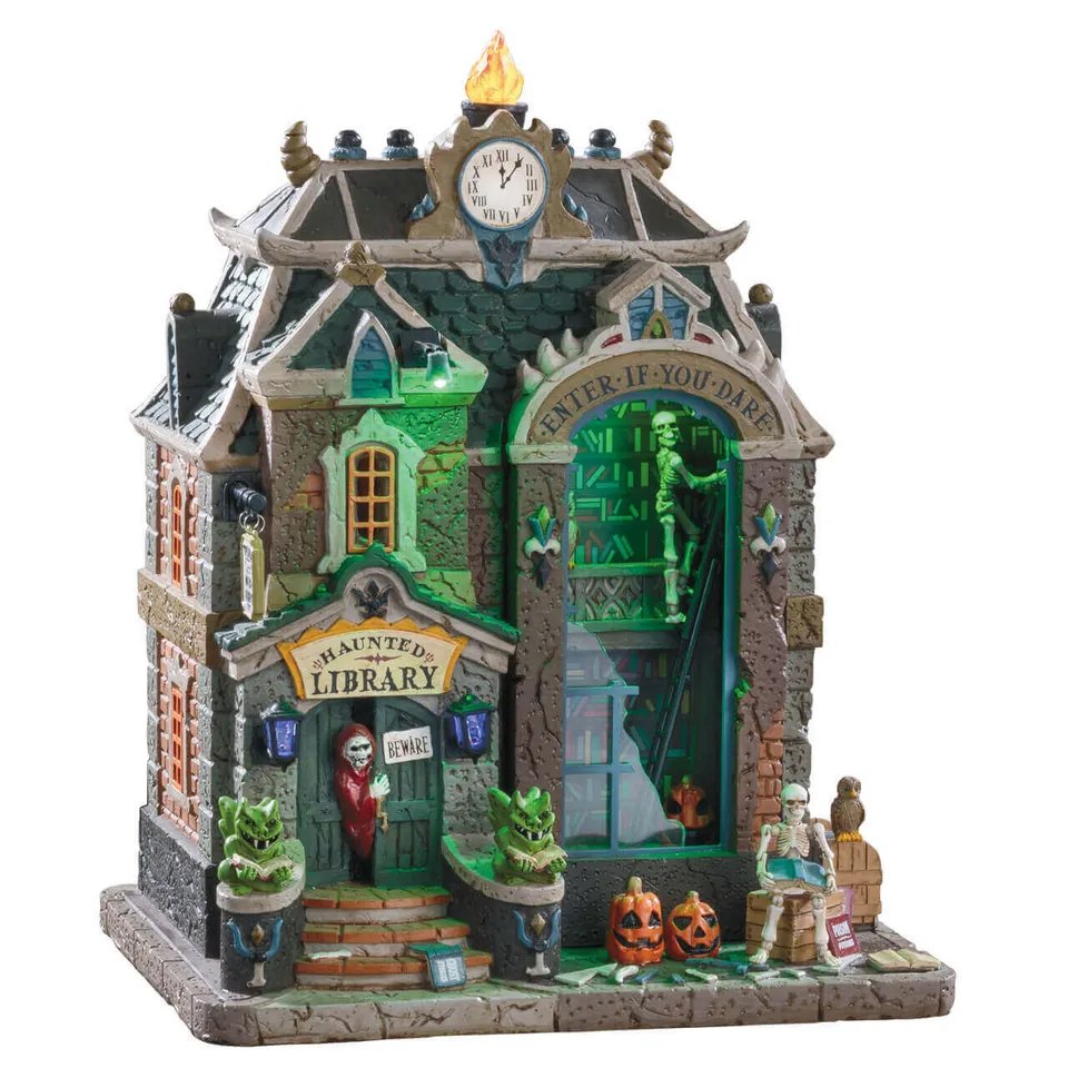 lemax-haunted-library-biblioth-que-hant-e-lumineuse-spooky-town image 1