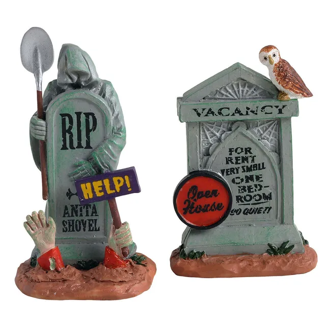 lemax-tombstone-duo-lot-2-pierres-tombales-humoristiques-spooky-town image 1