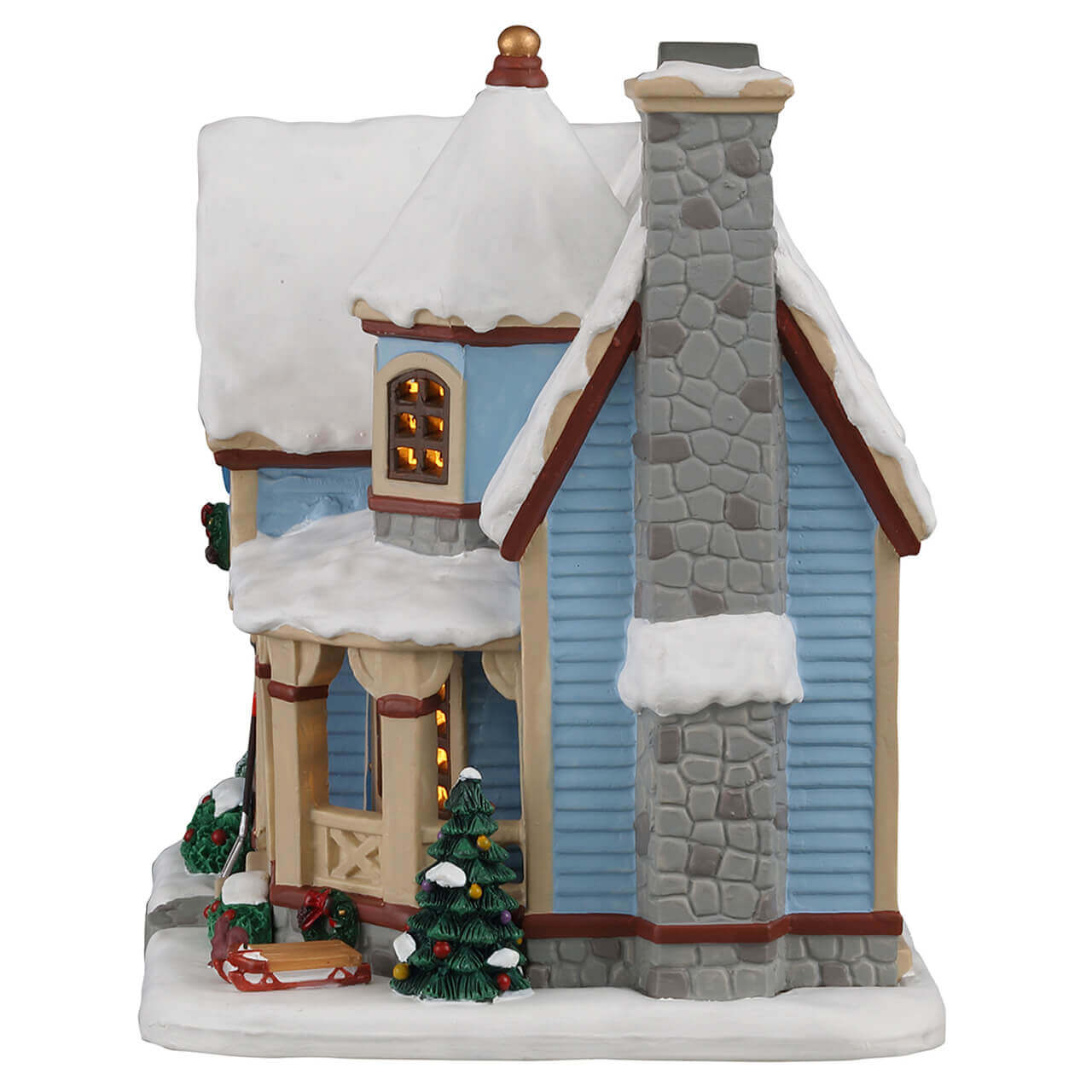 lemax-snow-day-at-the-wilson-s-house-maison-de-no-l-bleue-enneig-e-illumin-e image 3