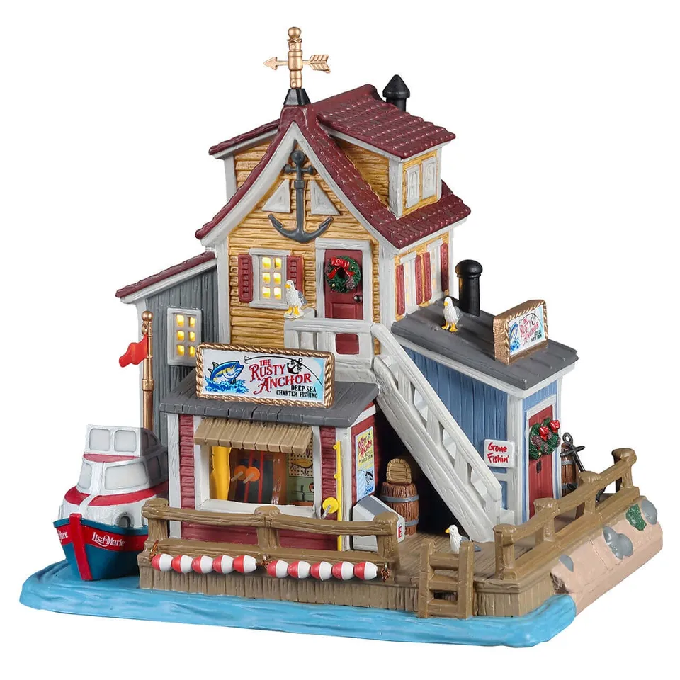 lemax-the-rusty-anchor-deep-sea-charter-fishing-b-timent-miniature-bord-de-mer image 1