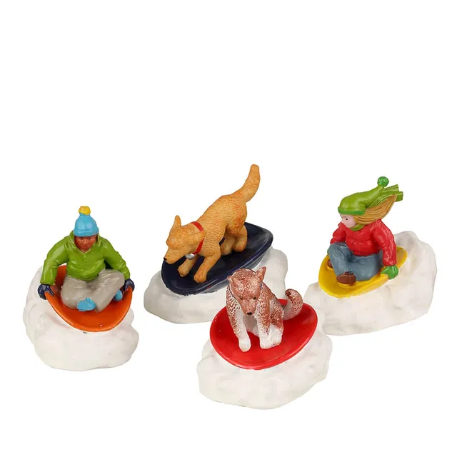 lemax-dog-snow-saucer-fun-sc-ne-miniature-luge-vail-village image 1