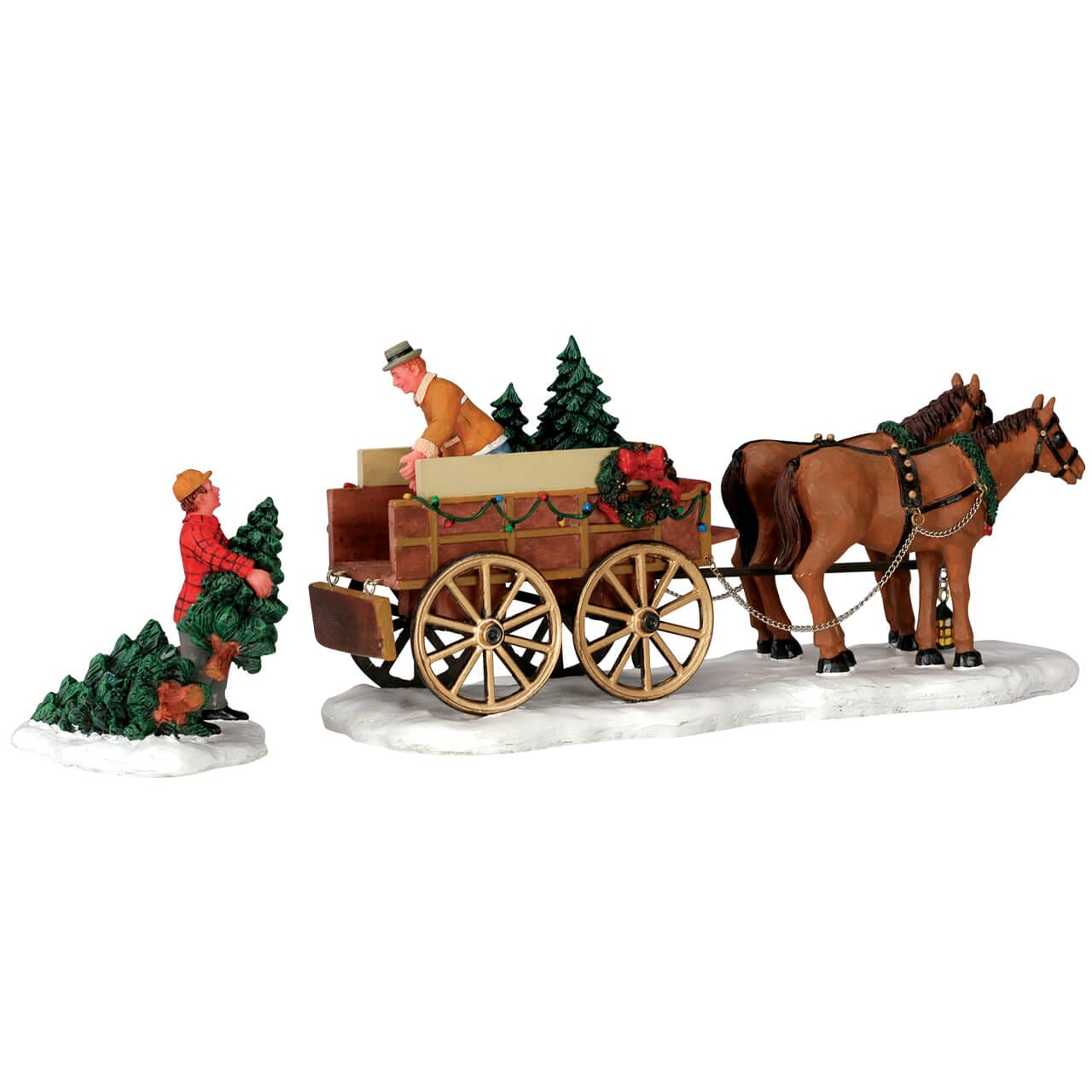 lemax-christmas-tree-wagon-set-of-2-chariots-sapins-miniatures image 1