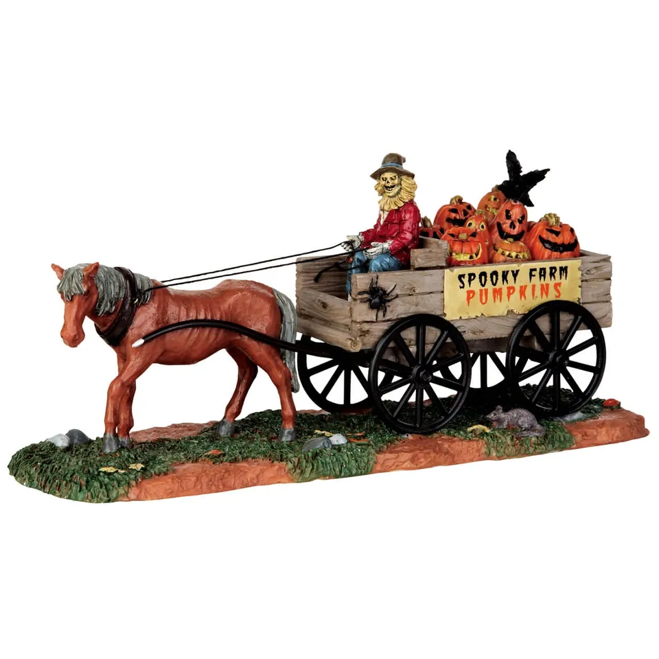 lemax-pumpkin-wagon-chariot-citrouille-spooky-town image 1
