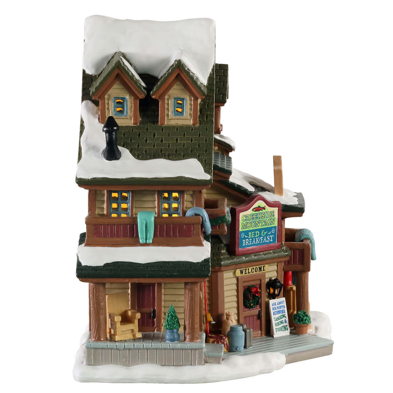 lemax-creekside-mountain-bed-breakfast-chalet-miniature-de-collection image 2
