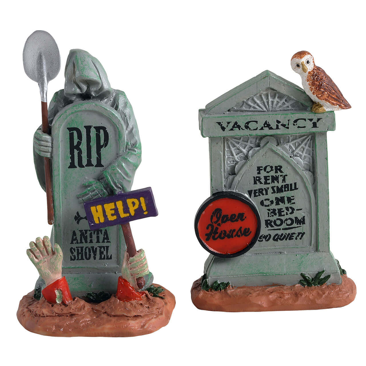 lemax-tombstone-duo-lot-2-pierres-tombales-humoristiques-spooky-town image 2