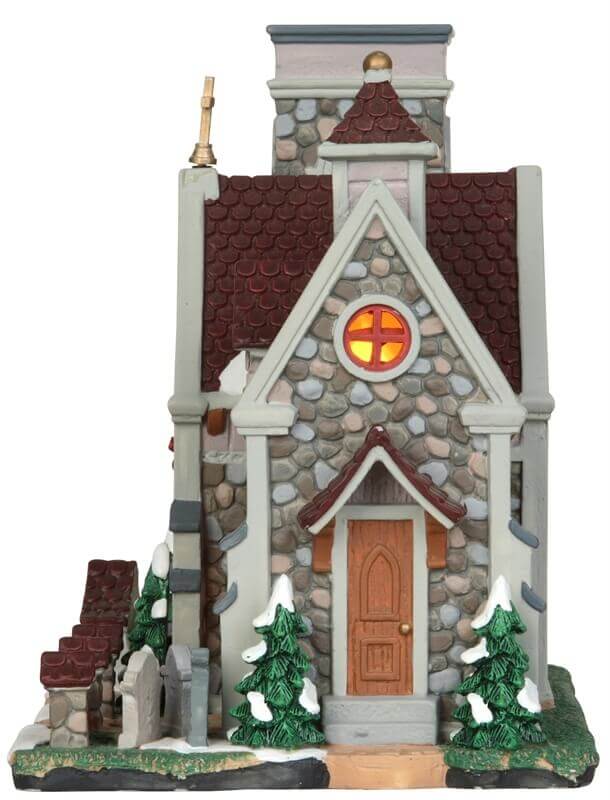 lemax-pine-grove-chapel-b-timent-lumineux-chapelle-enneig-e image 2