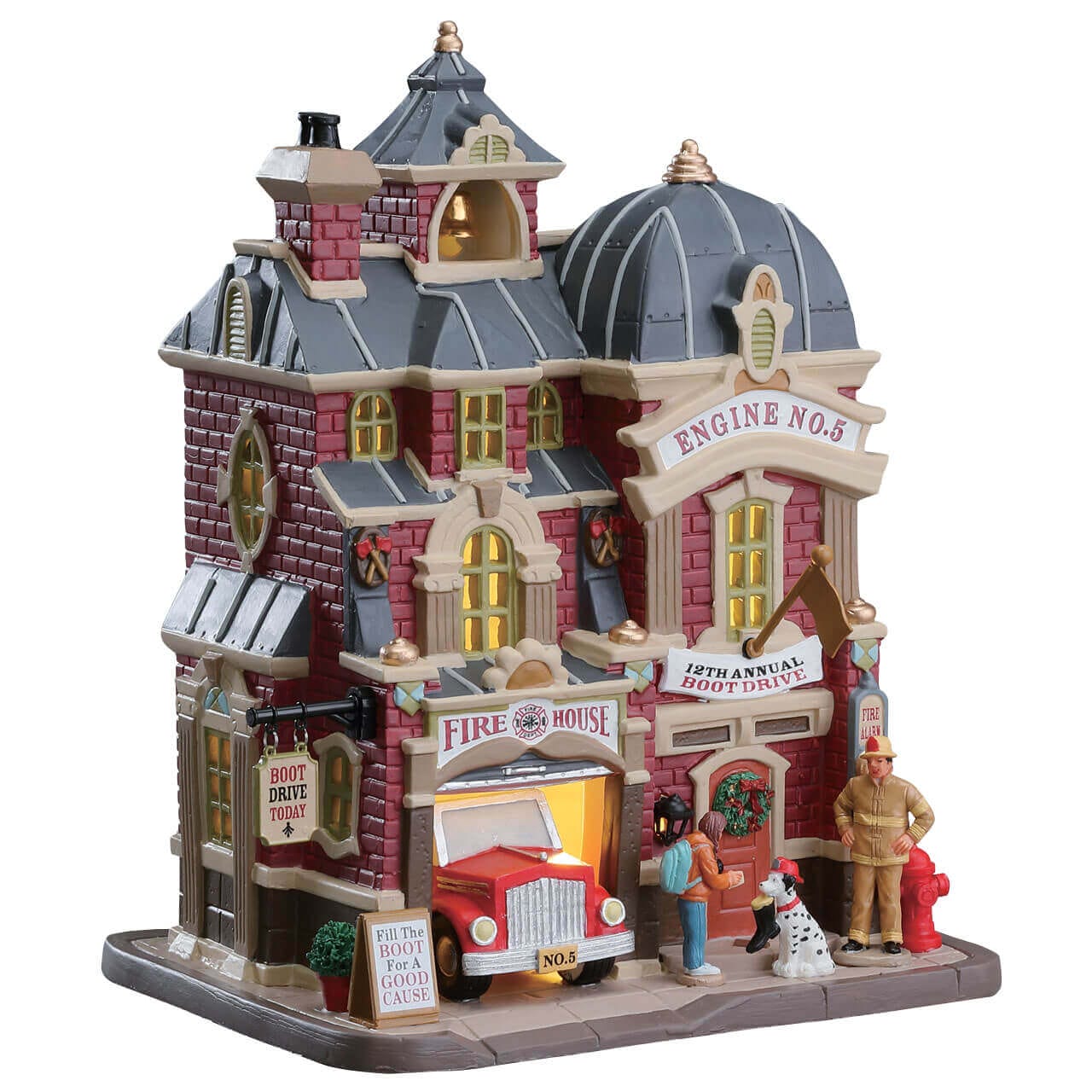 lemax-boot-drive-at-the-firehouse-sc-ne-miniature-caserne-de-pompiers image 1
