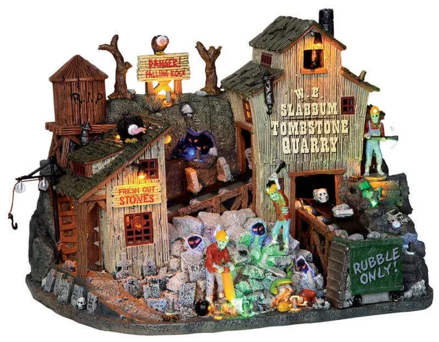 lemax-w-e-slabbum-tombstone-quarry-d-cor-anim-spooky-town image 1