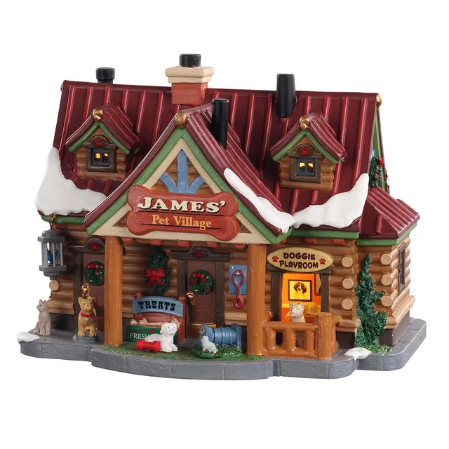 lemax-james-pet-village-animalerie-chalet-miniature-illumin-e image 1