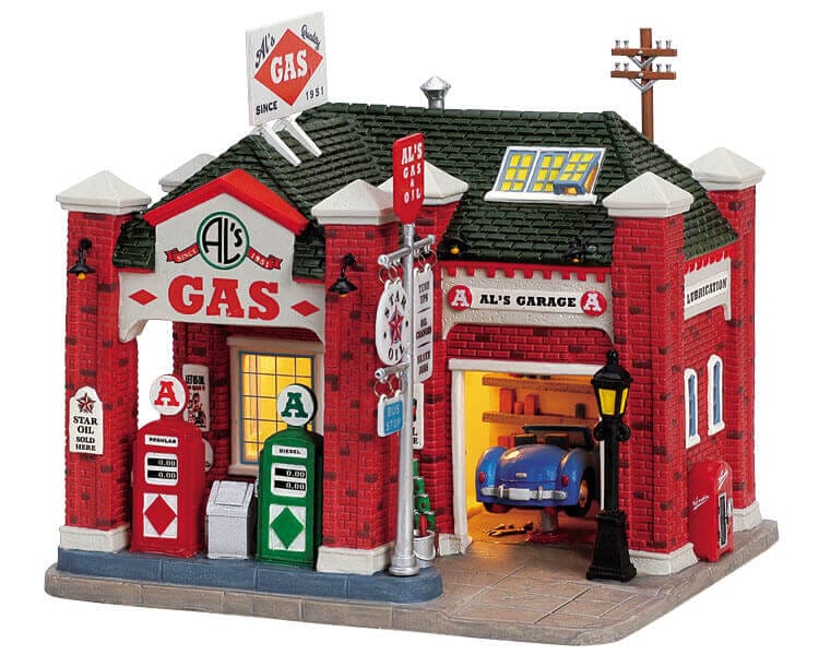 lemax-al-s-gas-station-b-timent-miniature-village-de-no-l image 1