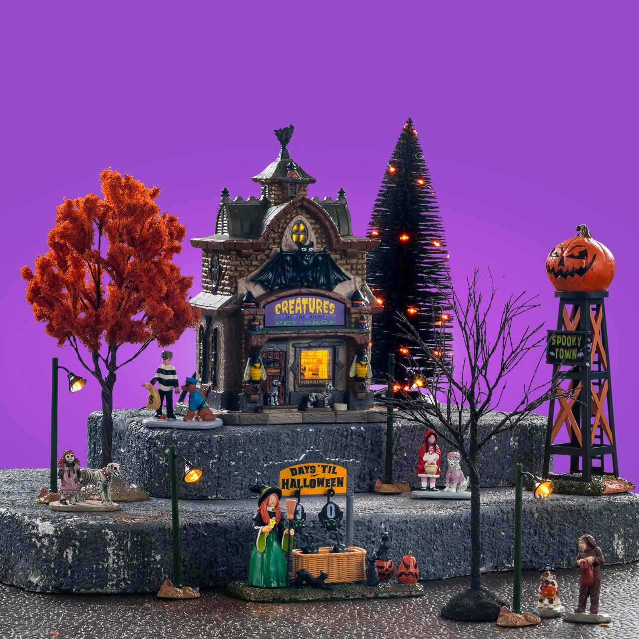 lemax-creatures-of-the-night-pet-shop-set-animalerie-hant-e-spooky-town image 1