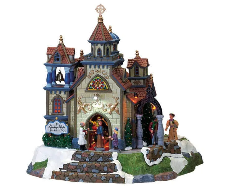 lemax-guiding-light-church-glise-miniature-lumineuse-de-village image 1