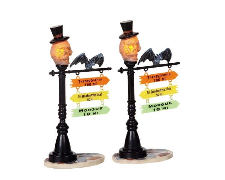 lemax-skull-street-lamp-lampadaire-miniature-spooky-town-2 image 2