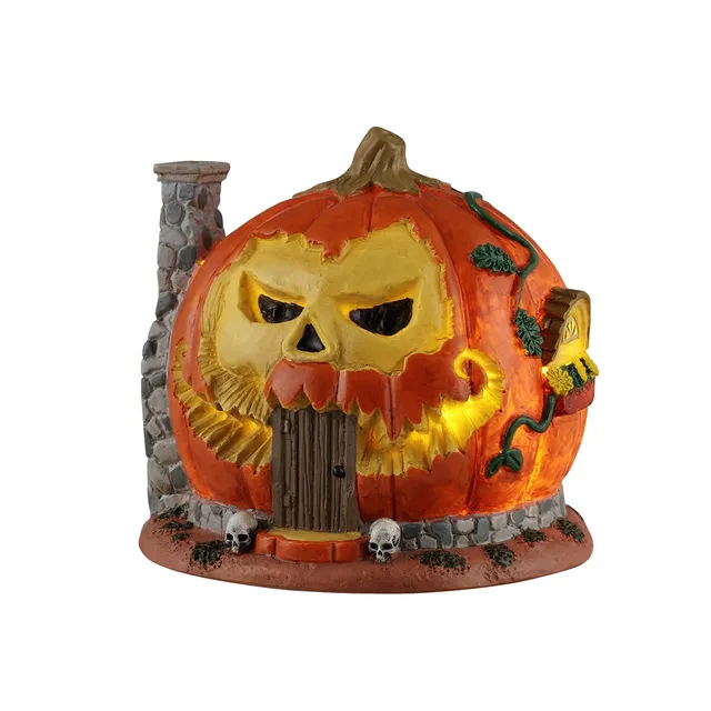 lemax-pumpkin-skull-house-maison-citrouille-cr-ne-miniature-spooky-town image 1