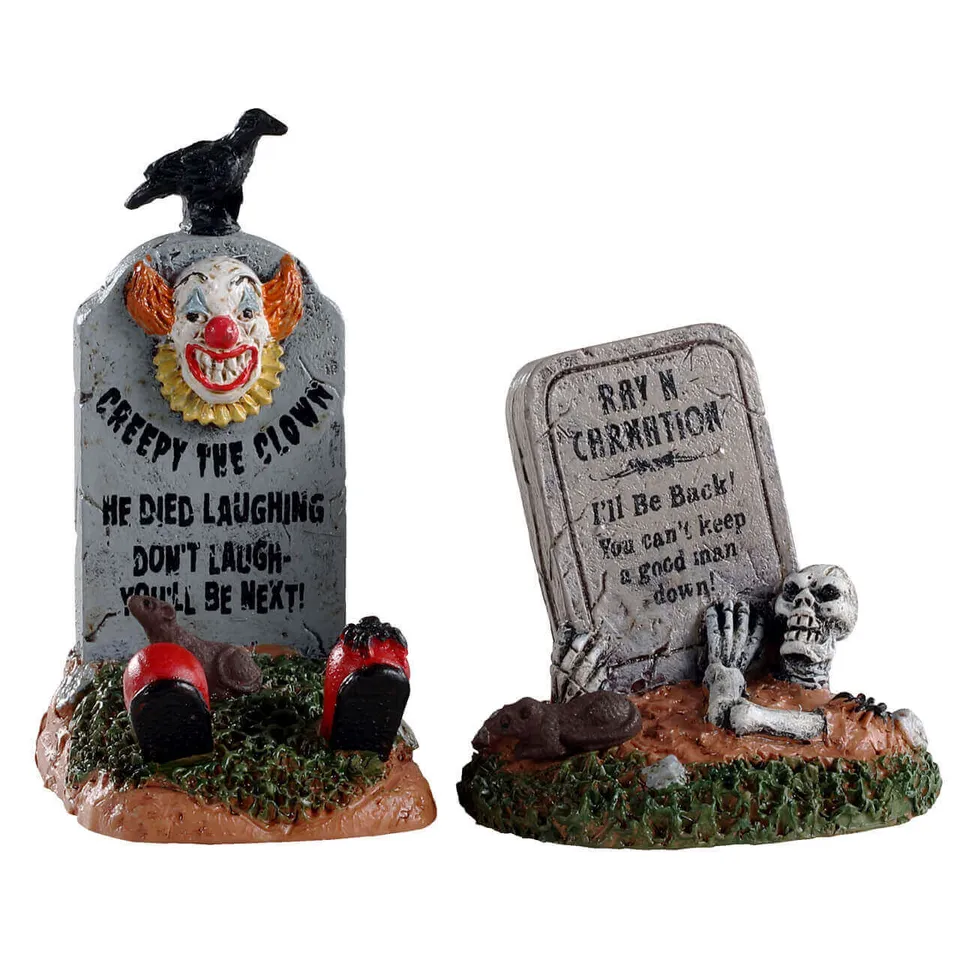 lemax-crazy-headstones-lot-2-pierres-tombales-spooky-town-halloween image 1