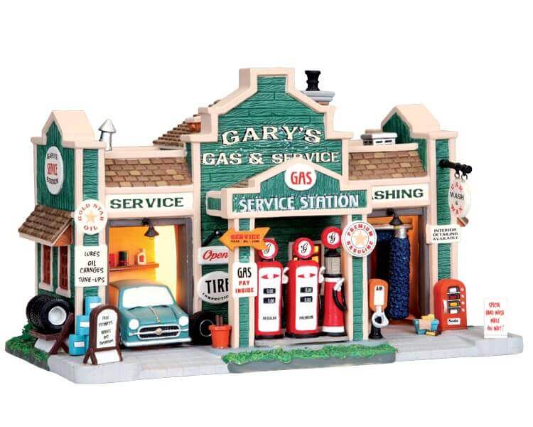 lemax-gary-s-gas-service-b-timent-miniature-station-service-village image 1