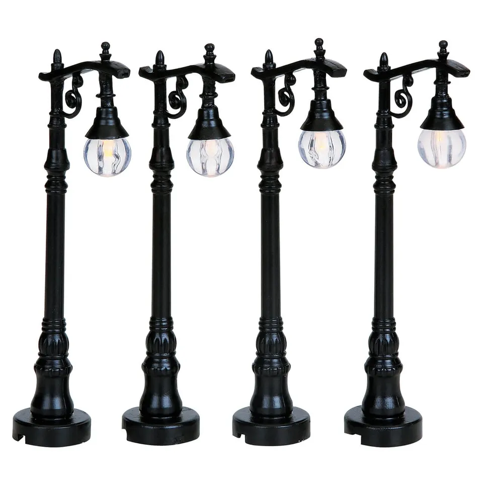 lemax-antique-street-lamp-set-of-4-lot-4-lampadaires-miniatures image 1