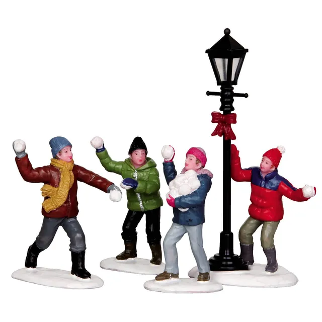 lemax-snowball-fight-set-of-4-figurines-bataille-de-neige image 1