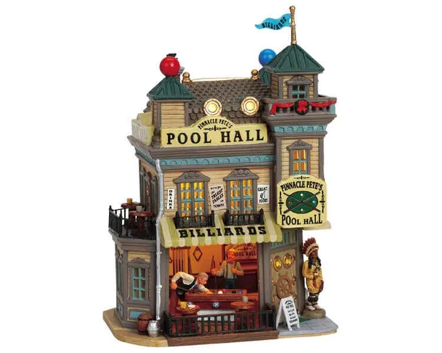 lemax-pinnacle-pete-s-pool-hall-miniature-de-collection-lumineuse image 1