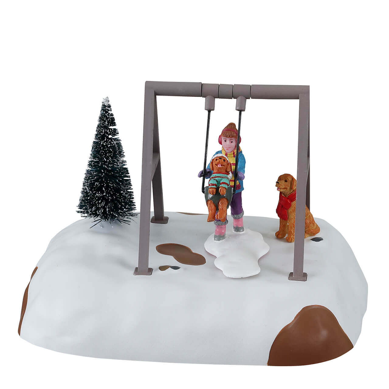 lemax-puppy-gets-a-swing-ride-sc-ne-anim-e-balan-oire-chiot image 1