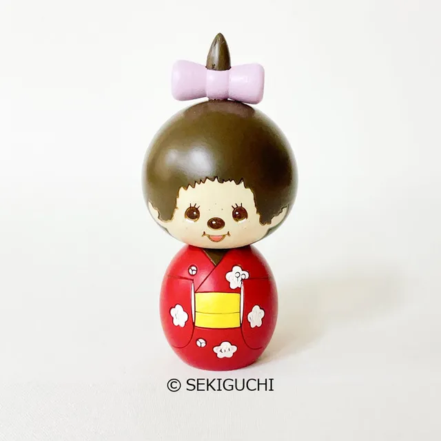 usaburo-kokeshi-monchhichi-chan-kimono-figurine-artisanale-12-cm image 1
