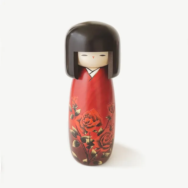 usaburo-kokeshi-beni-bara-rose-rouge-poup-e-kokeshi-artisanale-26-cm image 1