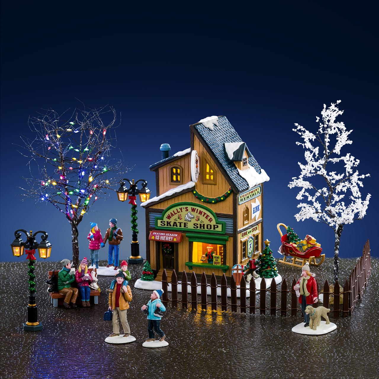 lemax-wally-s-winter-skate-shop-set-boutique-de-patins-lumineuse-vail-village image 1